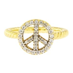 David Yurman Gold and Silver Peace Symbol Ring
